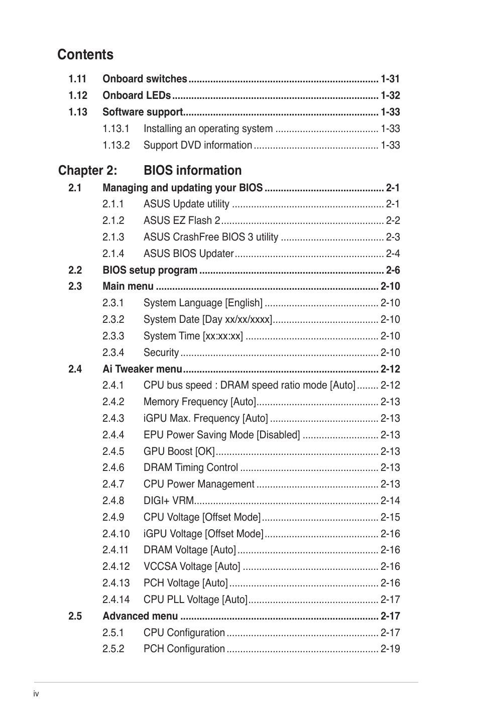 Asus P8H77-M LE User Manual | Page 4 / 78