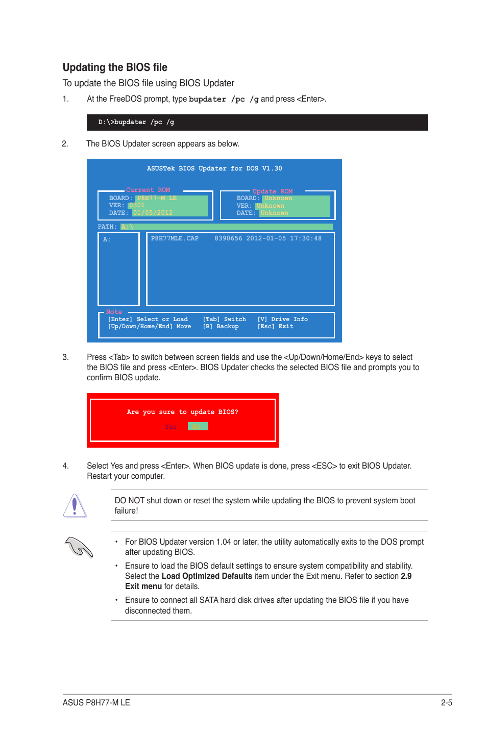 Updating the bios file | Asus P8H77-M LE User Manual | Page 49 / 78