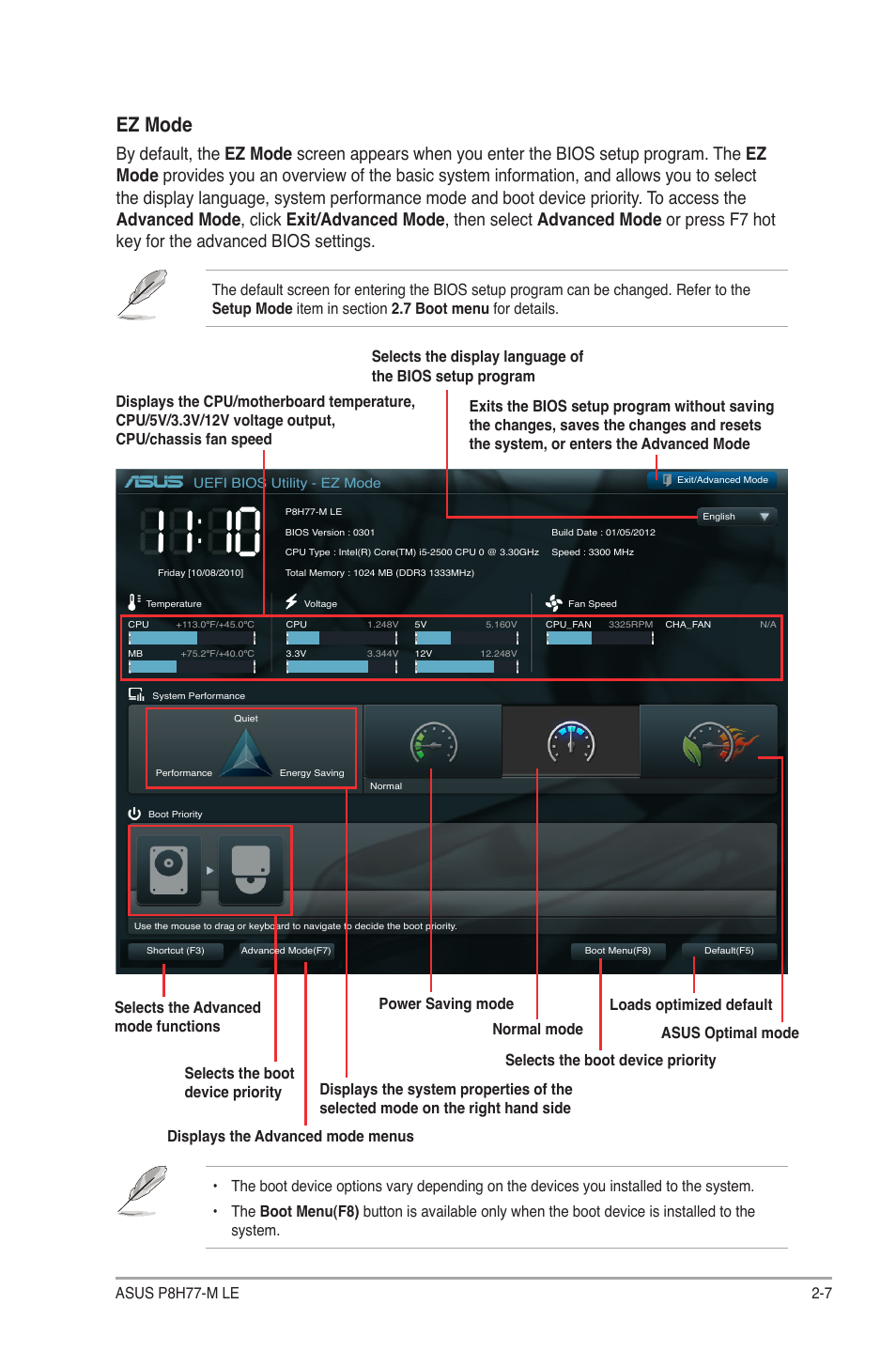 Ez mode, 7 asus p8h77-m le | Asus P8H77-M LE User Manual | Page 51 / 78