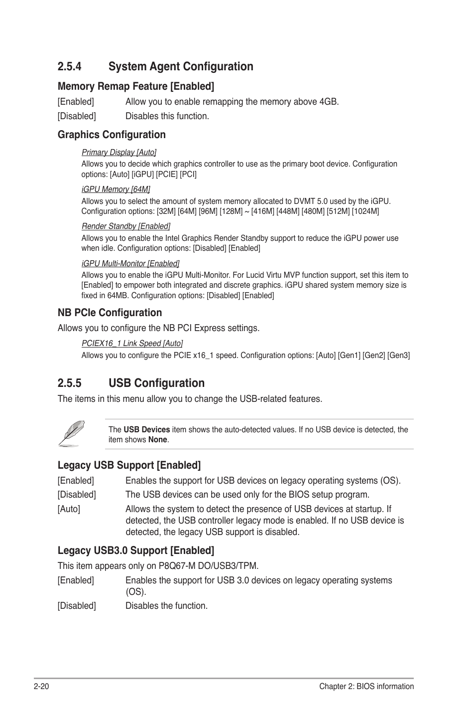 4 system agent configuration, 5 usb configuration, System agent configuration -20 | Usb configuration -20 | Asus P8H77-M LE User Manual | Page 64 / 78