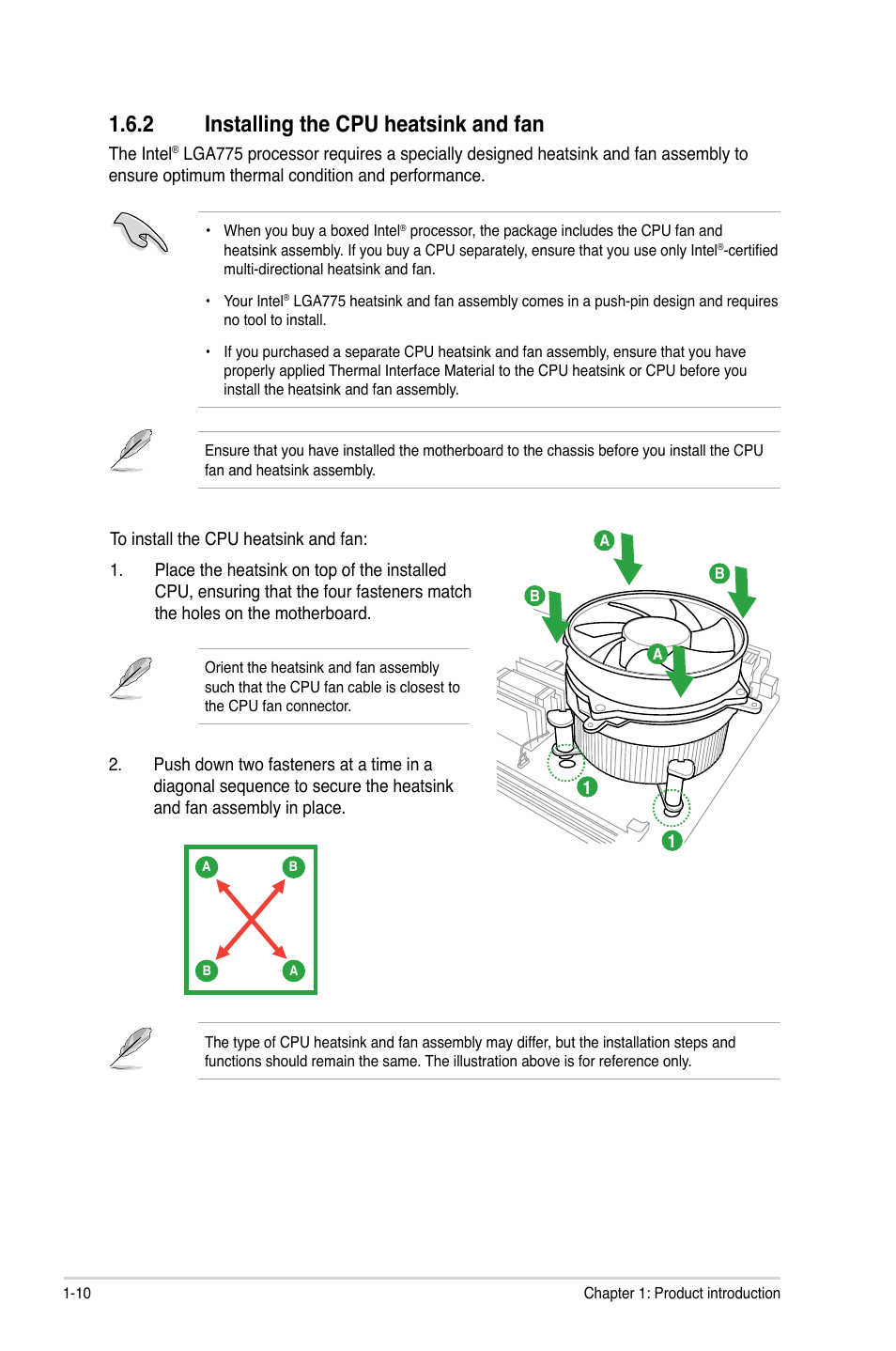 2 installing the cpu heatsink and fan, Installing the cpu heatsink and fan -10 | Asus P5G41T-M LE User Manual | Page 20 / 58