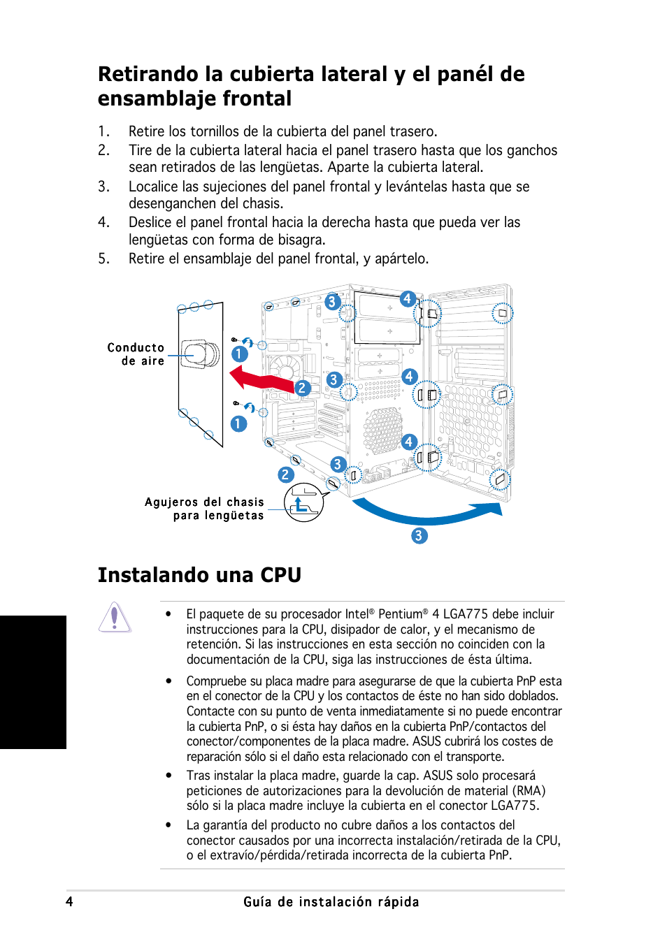 Instalando una cpu, Espa ñ ol | Asus V2-PH1 User Manual | Page 44 / 100