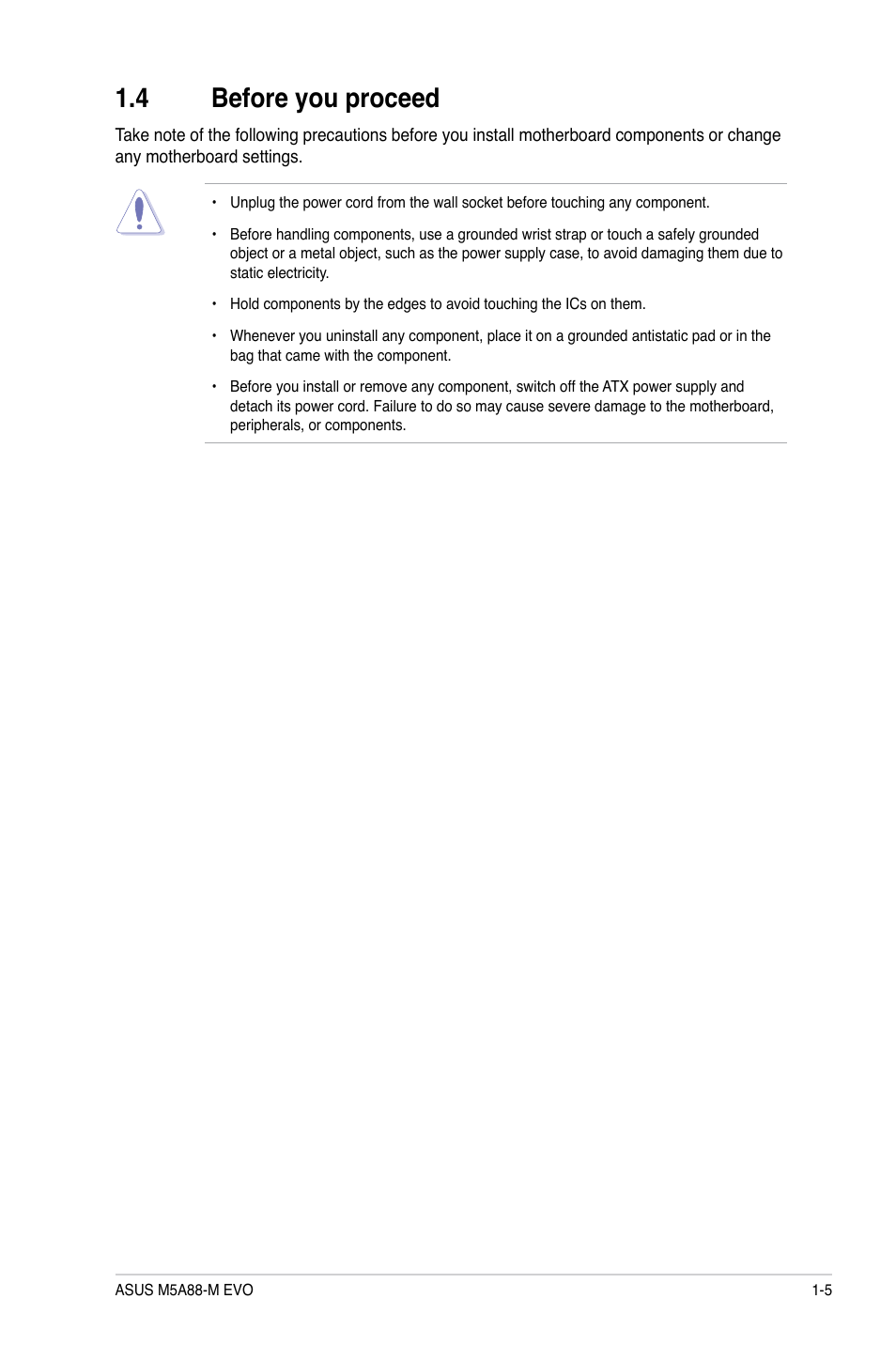 4 before you proceed | Asus M5A88-M EVO User Manual | Page 17 / 80