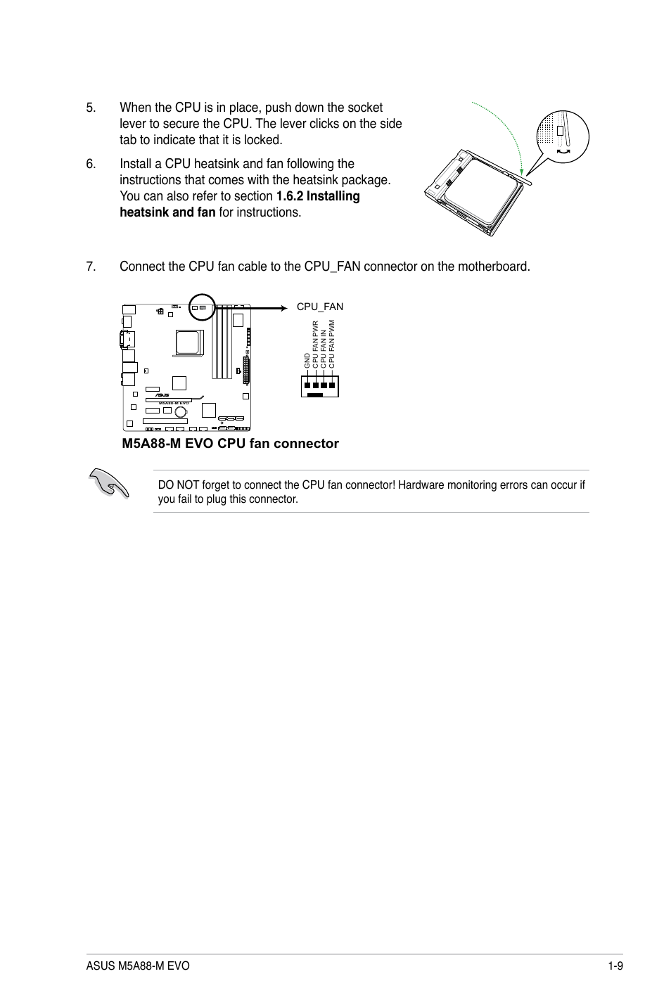 M5a88-m evo cpu fan connector | Asus M5A88-M EVO User Manual | Page 21 / 80