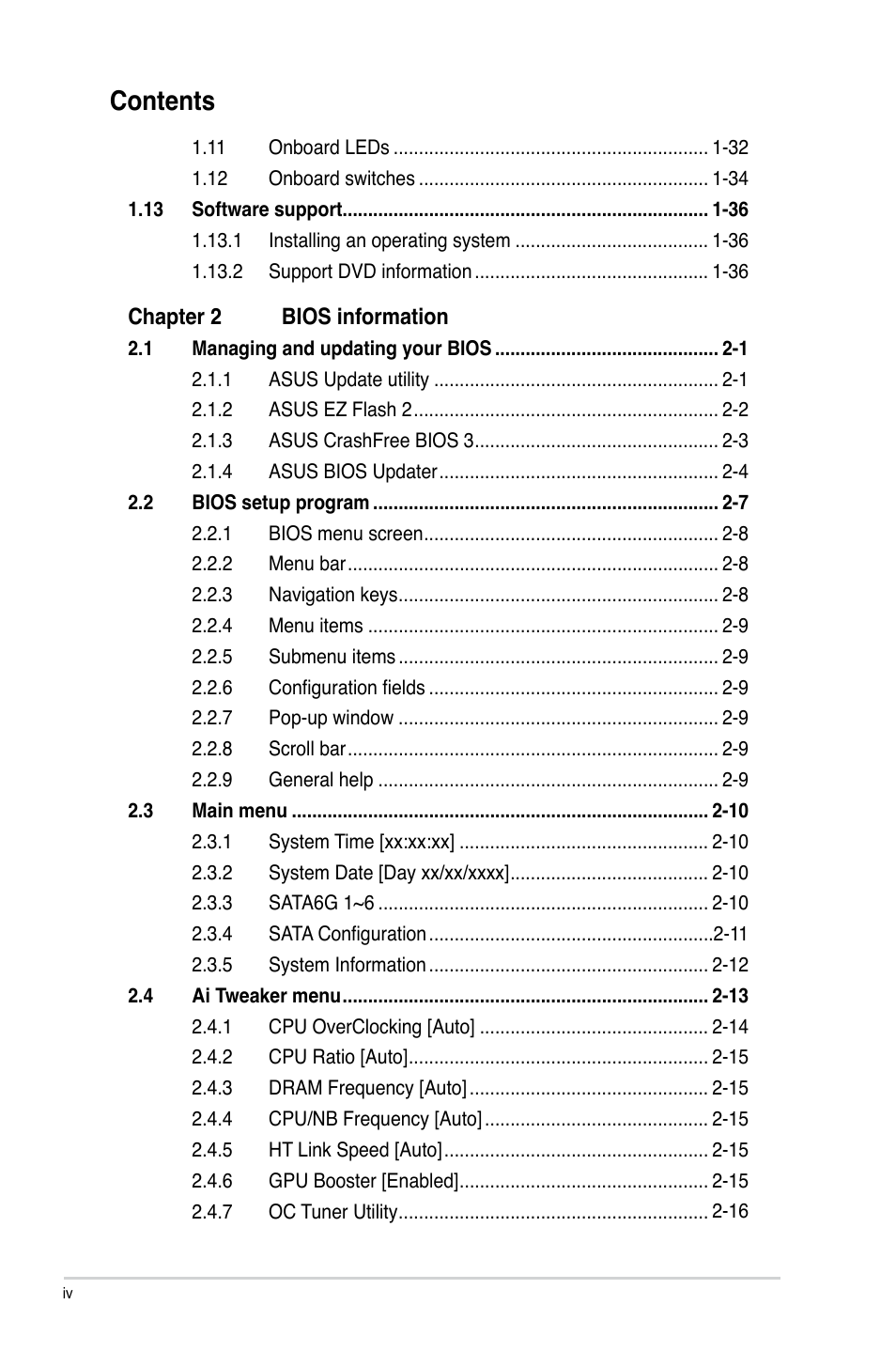 Asus M5A88-M EVO User Manual | Page 4 / 80