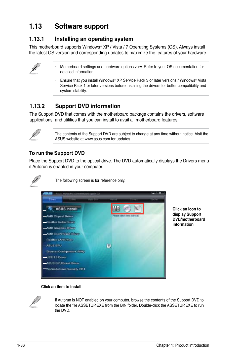 13 software support, 1 installing an operating system, 2 support dvd information | Asus M5A88-M EVO User Manual | Page 48 / 80