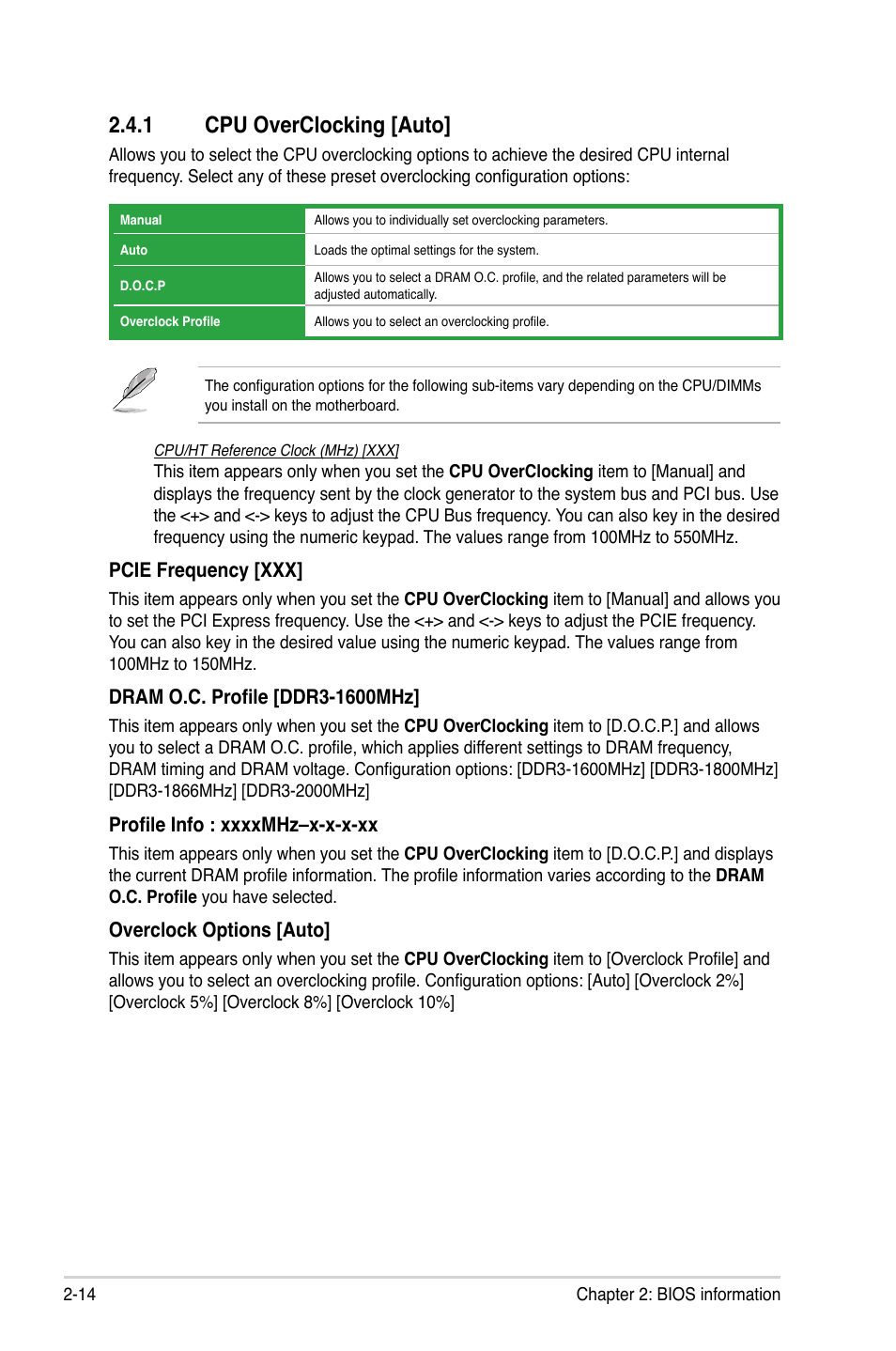 1 cpu overclocking [auto | Asus M5A88-M EVO User Manual | Page 62 / 80