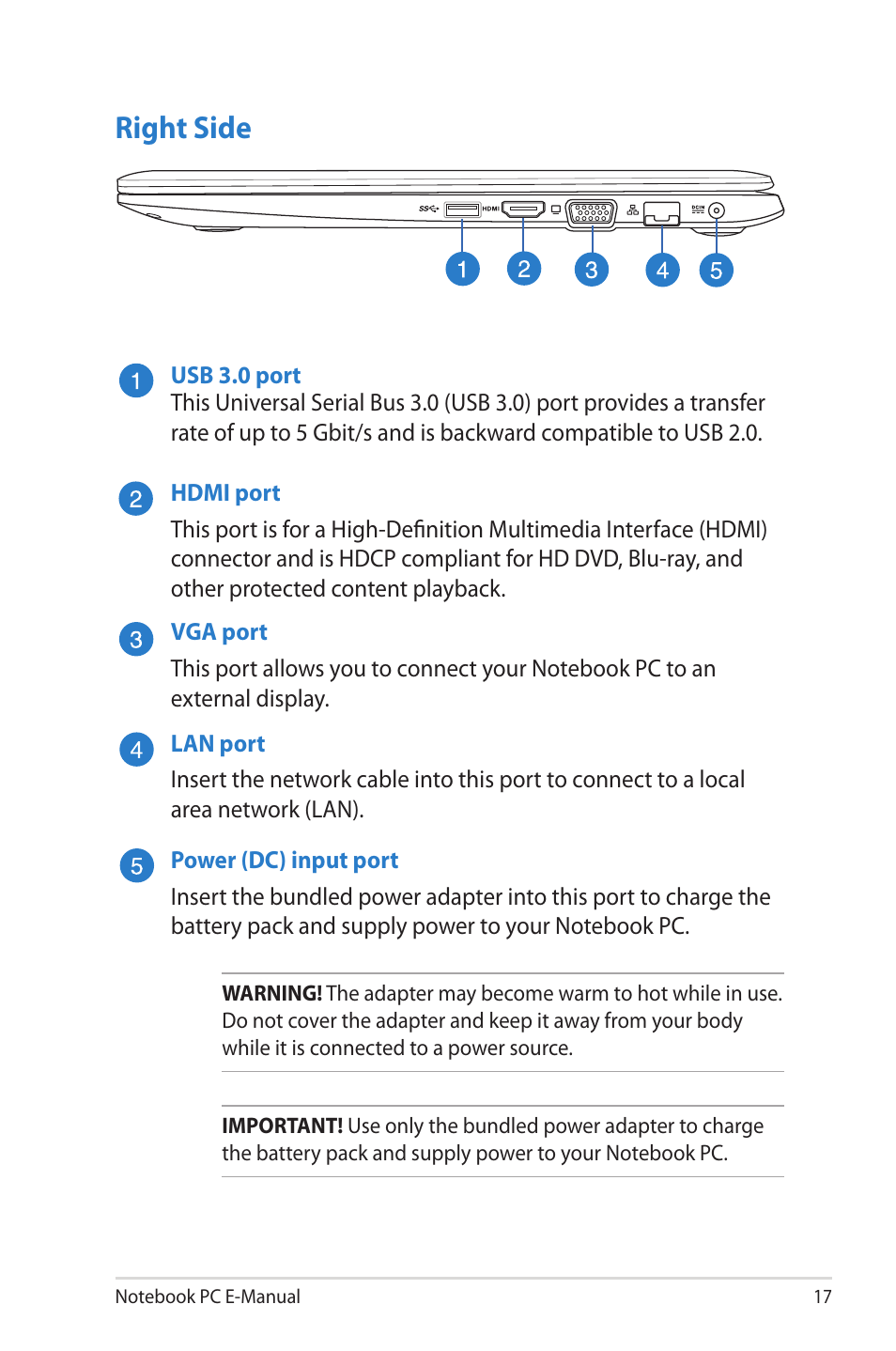 Right side | Asus V500CA User Manual | Page 17 / 102