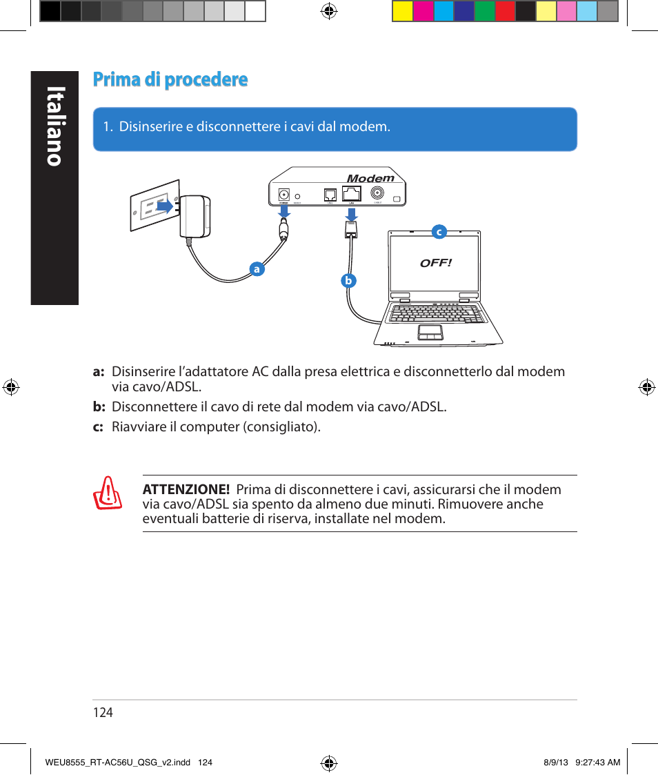 Italiano, Prima di procedere | Asus RT-AC56U User Manual | Page 124 / 182