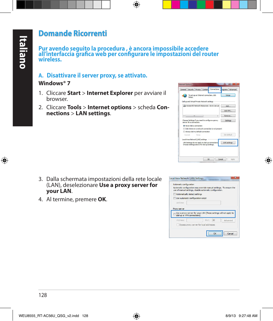 Italiano, Domande ricorrenti | Asus RT-AC56U User Manual | Page 128 / 182