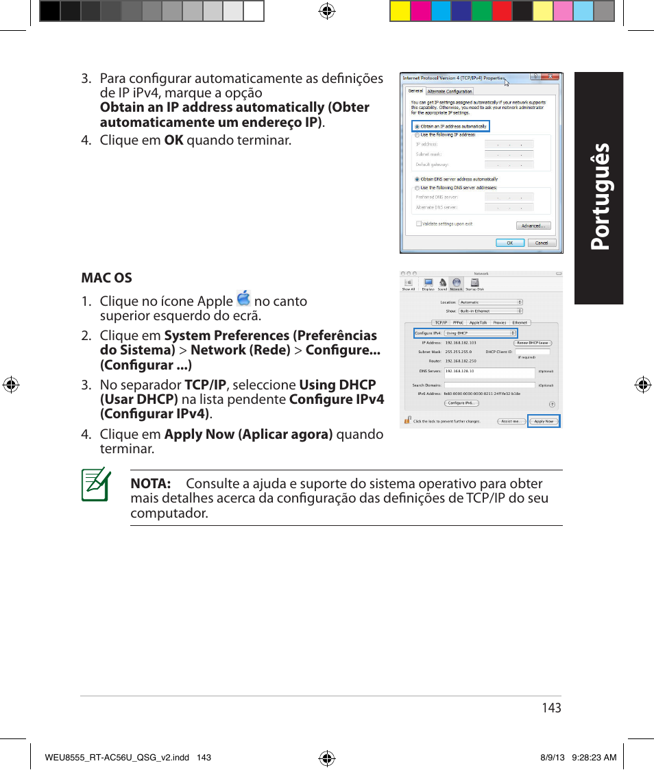 Por tuguês | Asus RT-AC56U User Manual | Page 143 / 182