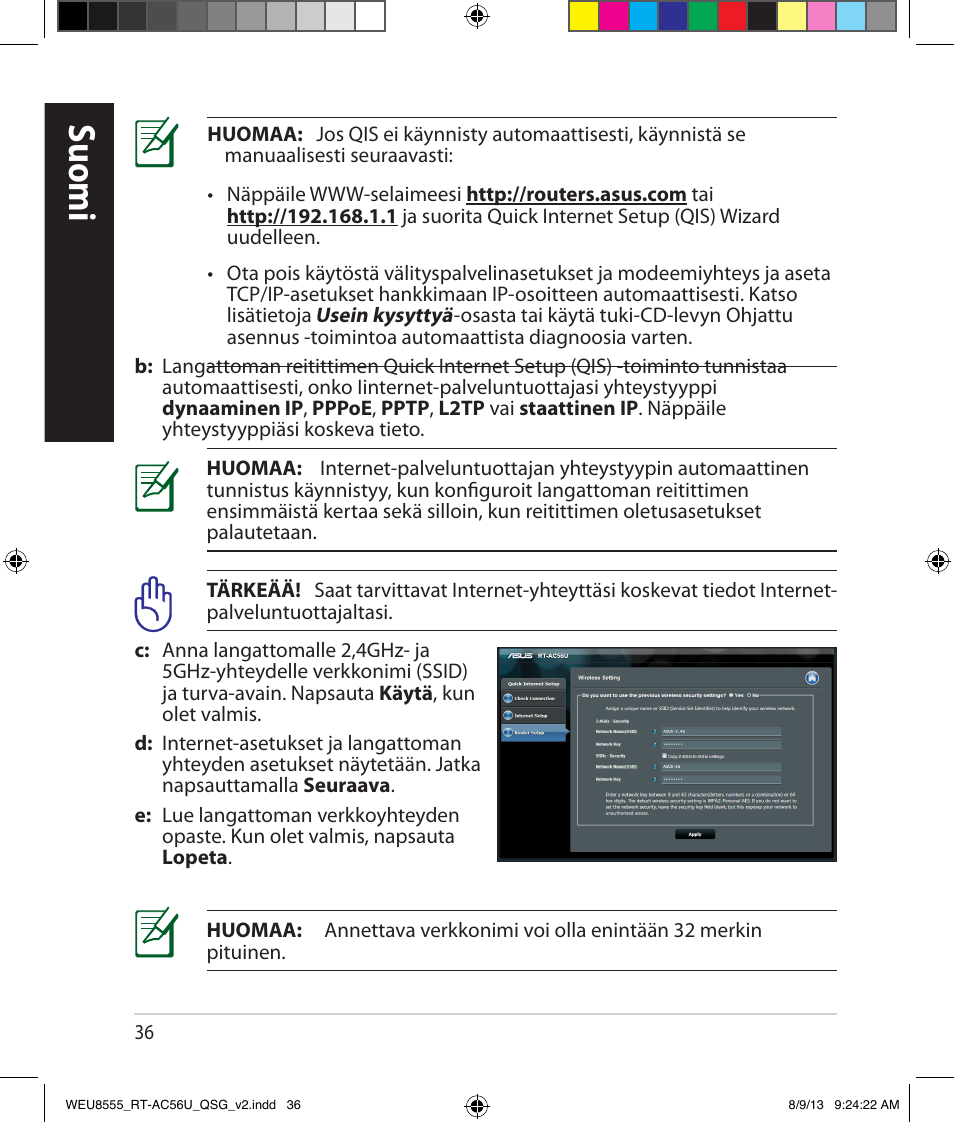 Suomi | Asus RT-AC56U User Manual | Page 36 / 182