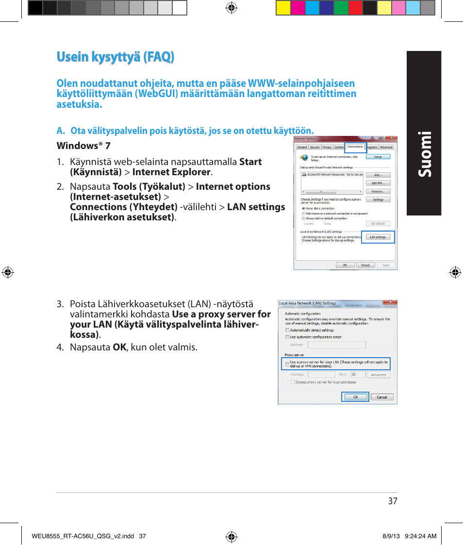 Suomi, Usein kysyttyä (faq) | Asus RT-AC56U User Manual | Page 37 / 182