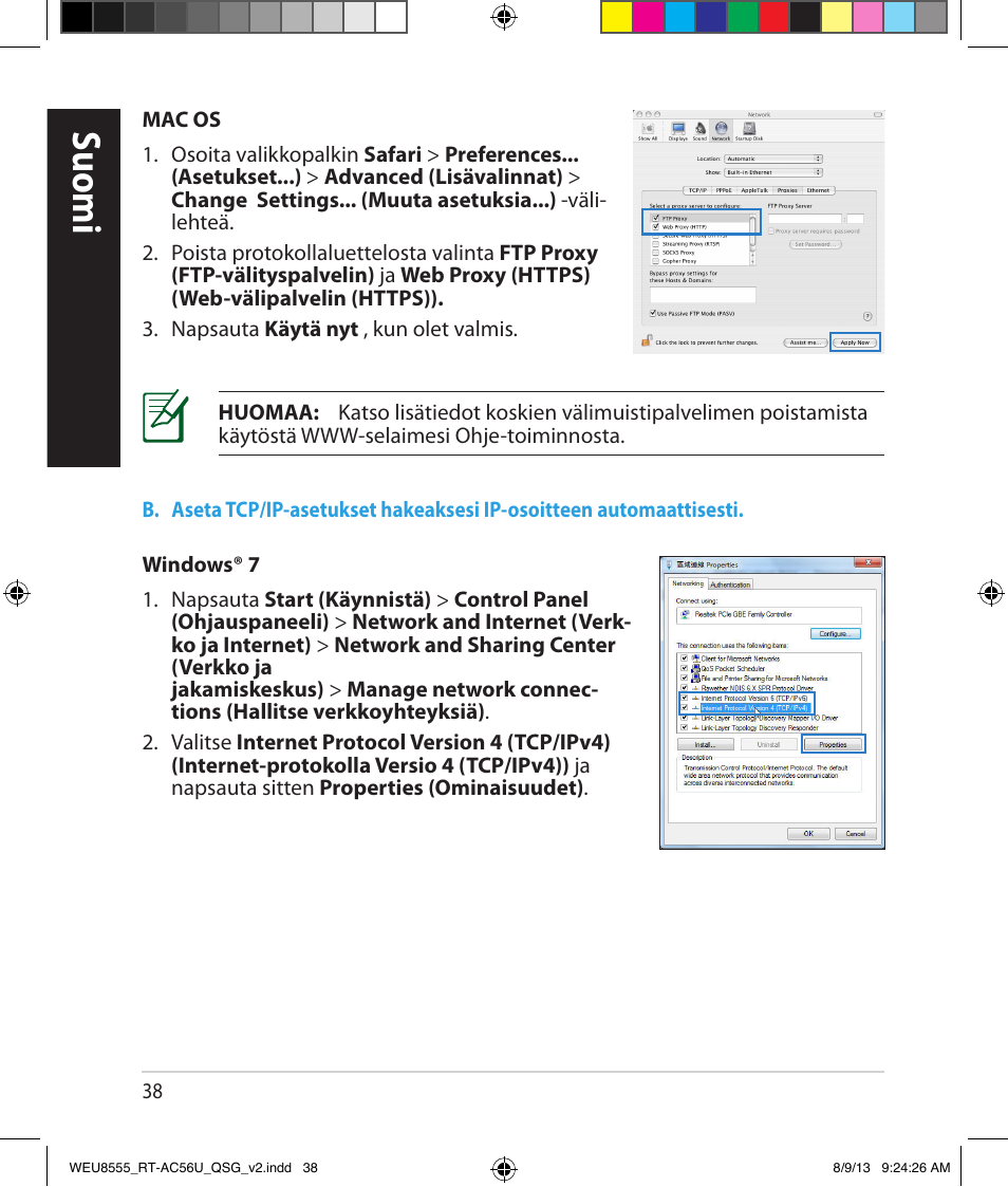 Suomi | Asus RT-AC56U User Manual | Page 38 / 182