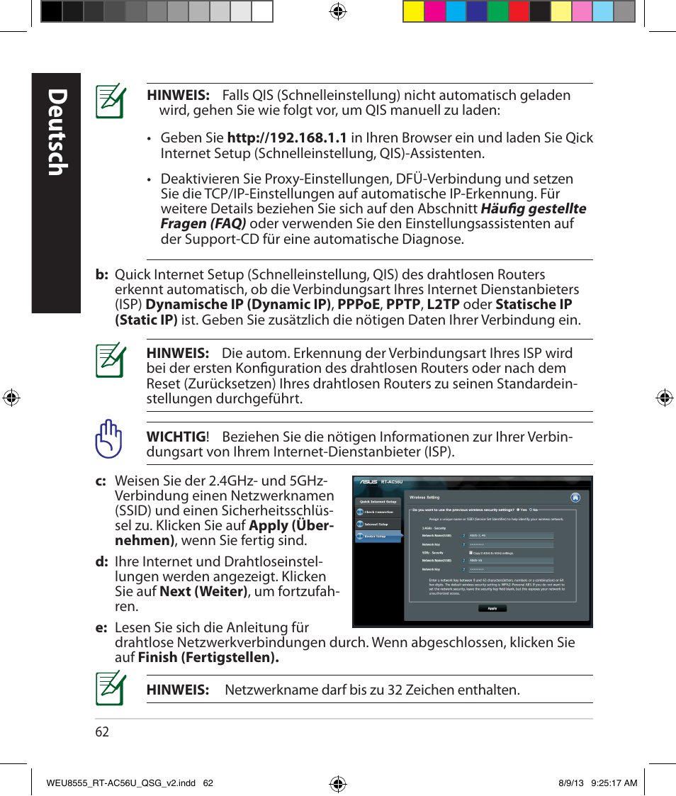 Deutsch | Asus RT-AC56U User Manual | Page 62 / 182