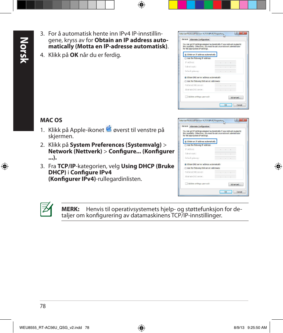 Norsk | Asus RT-AC56U User Manual | Page 78 / 182