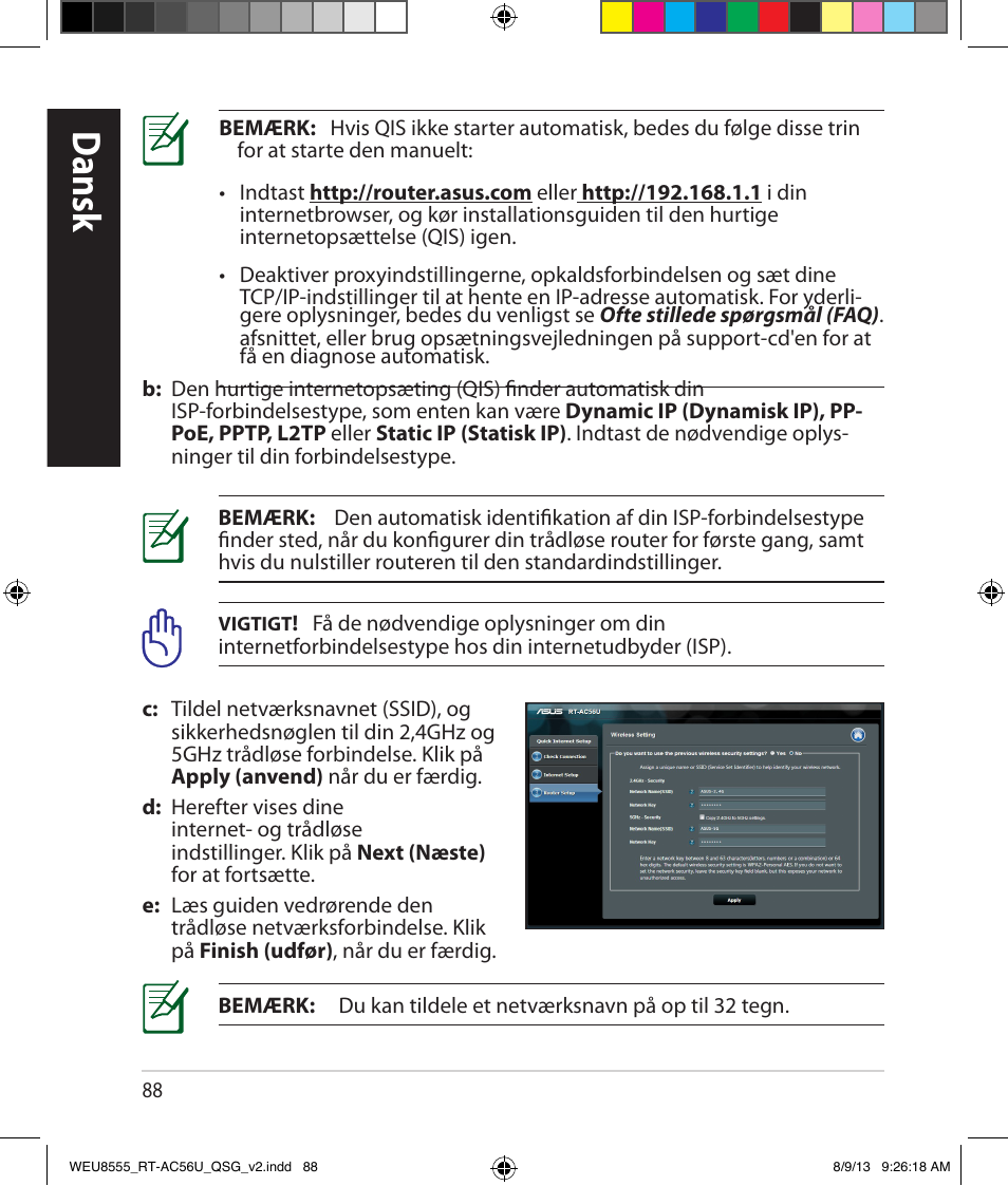 Dansk | Asus RT-AC56U User Manual | Page 88 / 182