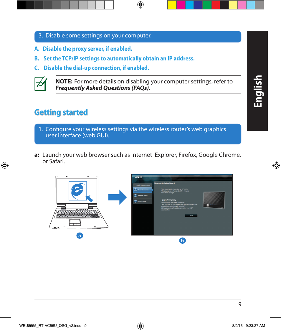 English, Getting started | Asus RT-AC56U User Manual | Page 9 / 182