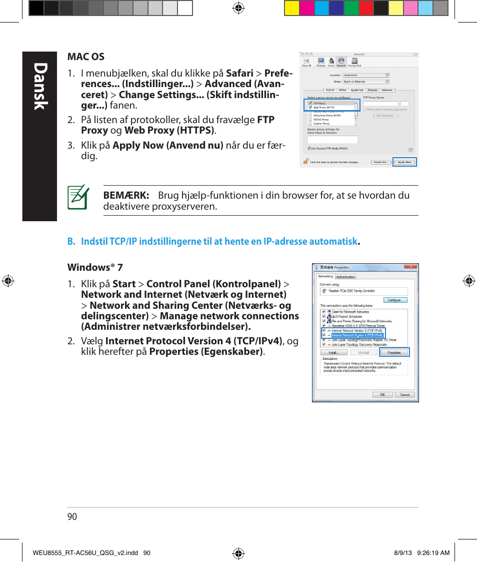Dansk | Asus RT-AC56U User Manual | Page 90 / 182