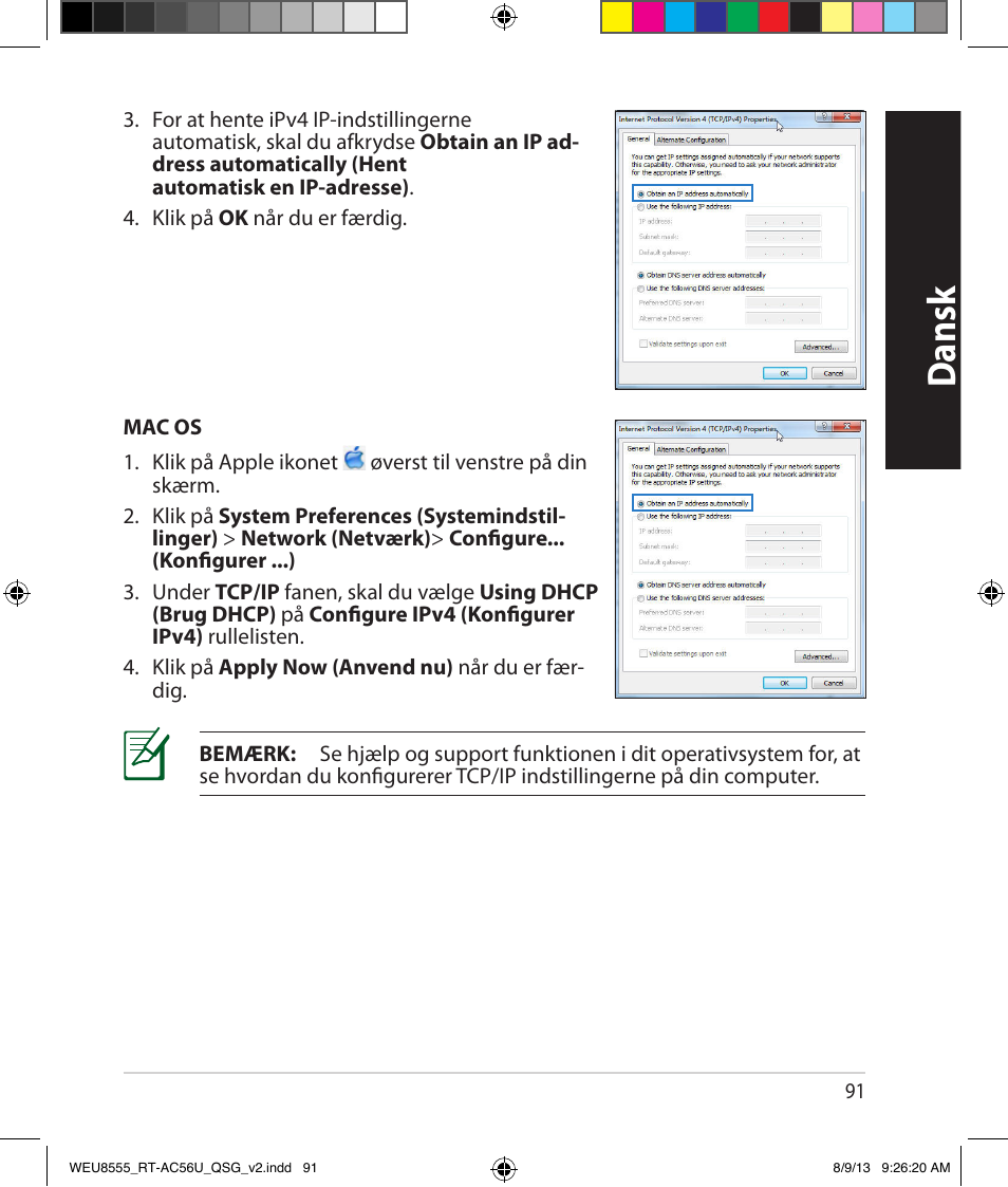 Dansk | Asus RT-AC56U User Manual | Page 91 / 182