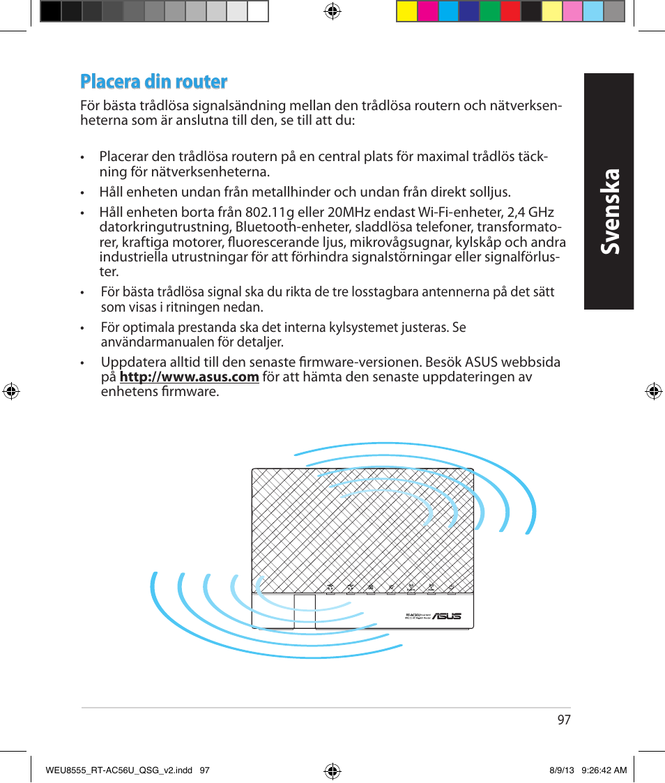 Sv ensk a, Placera din router | Asus RT-AC56U User Manual | Page 97 / 182