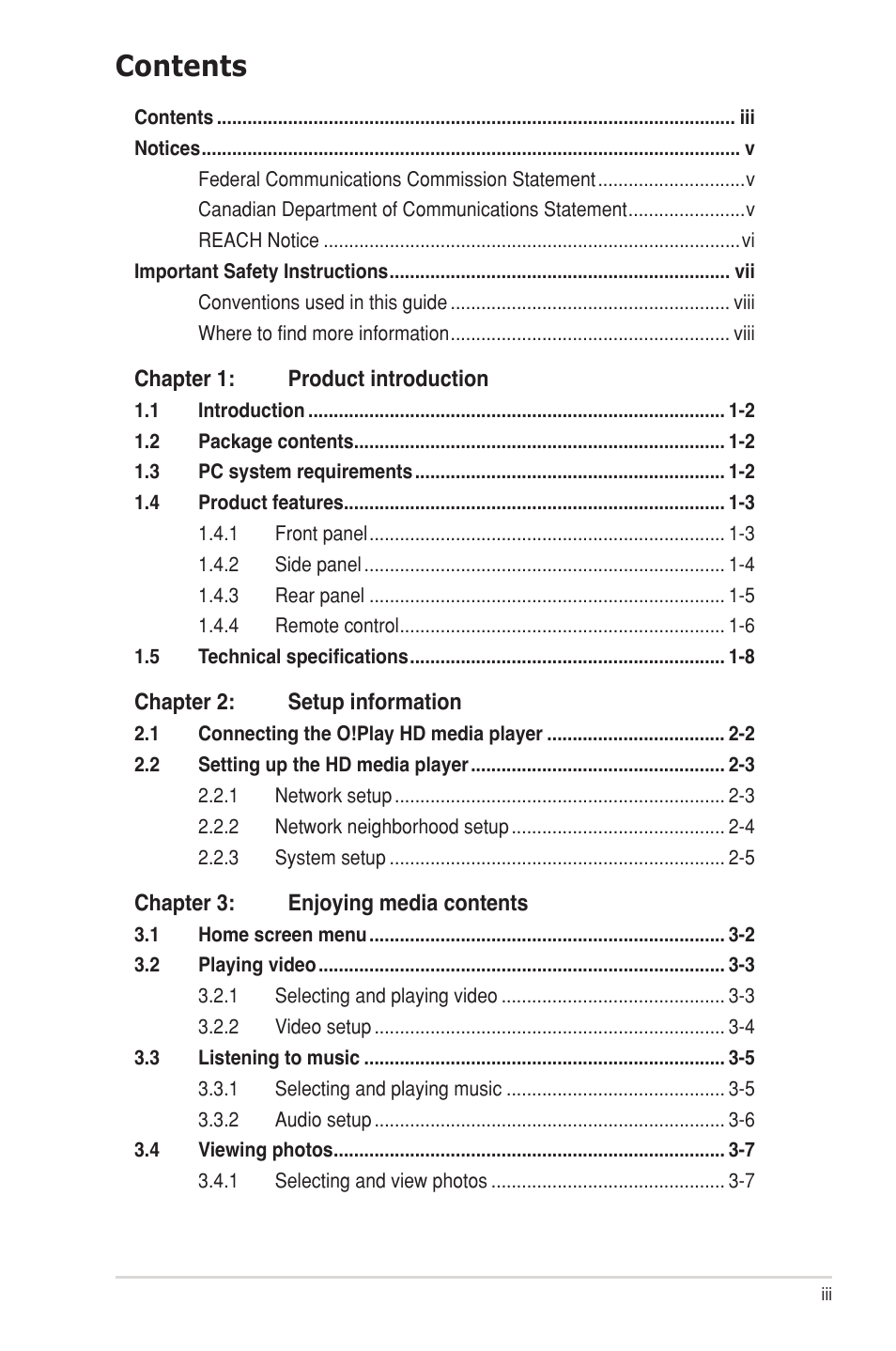 Asus O!Play HDP-R1 User Manual | Page 3 / 38