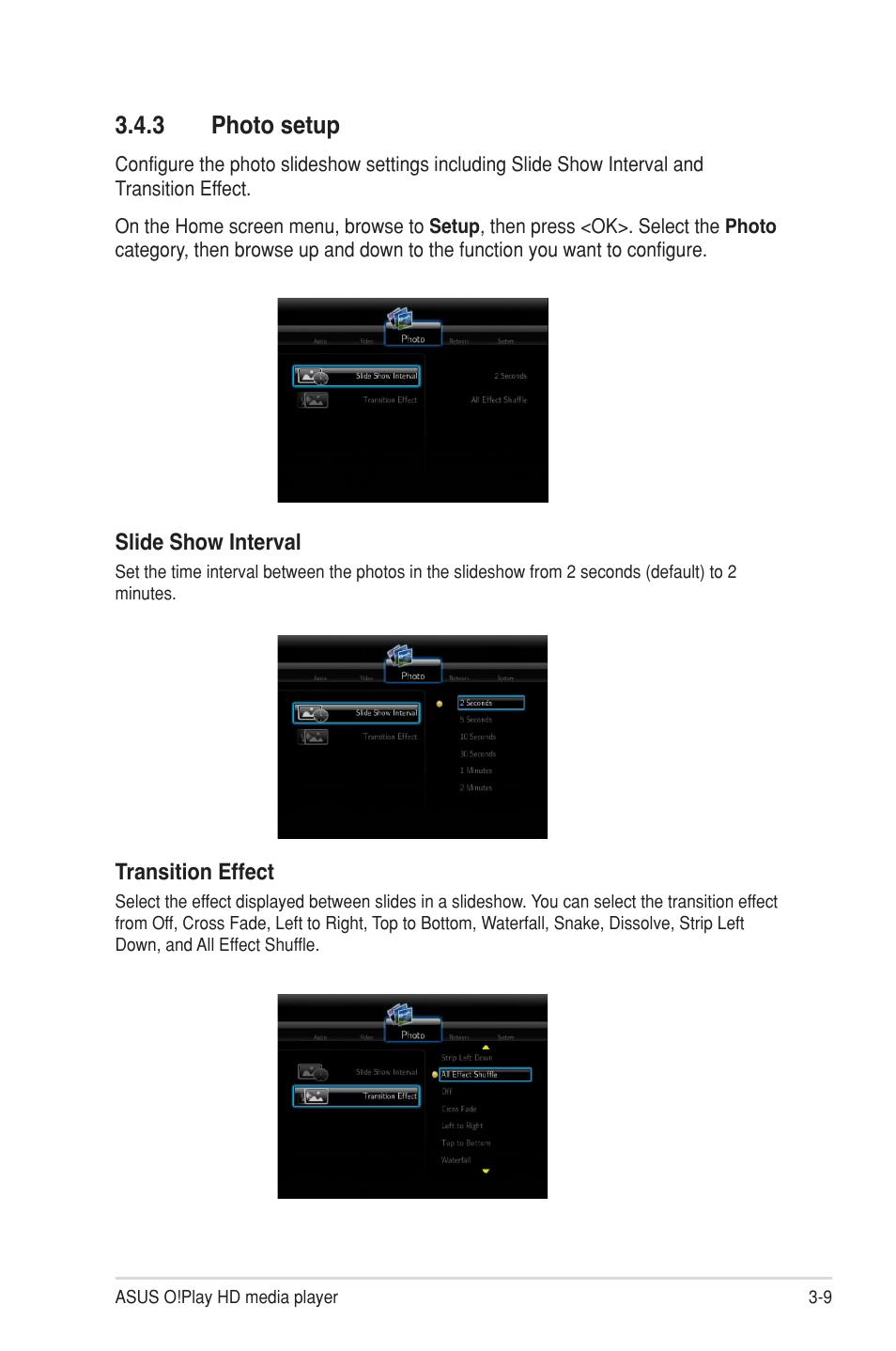 3 photo setup, Photo setup -9 | Asus O!Play HDP-R1 User Manual | Page 31 / 38