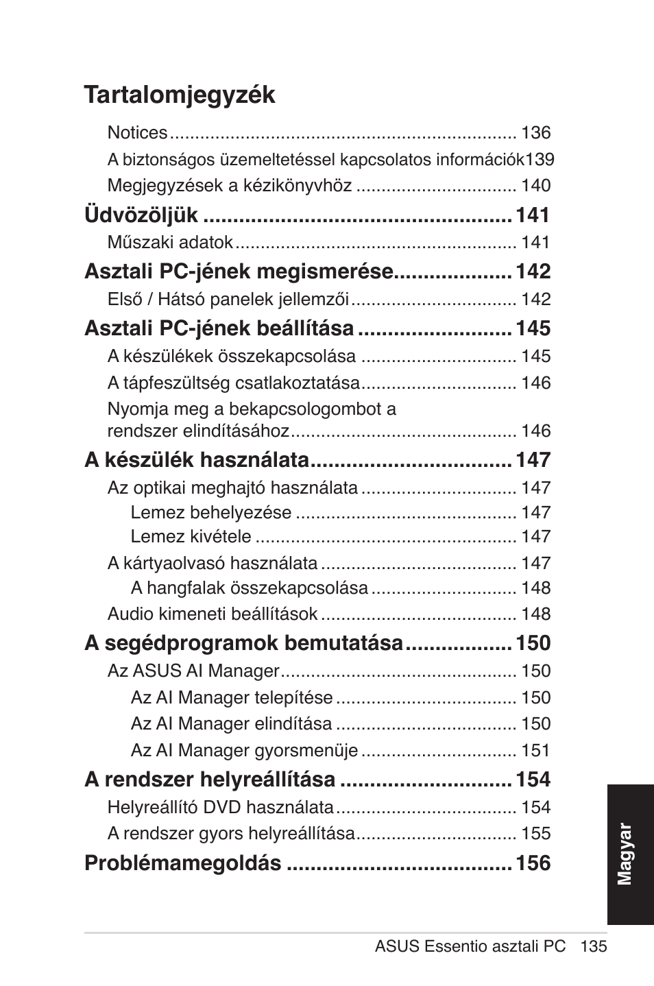 Tartalomjegyzék | Asus CG5290 User Manual | Page 135 / 262