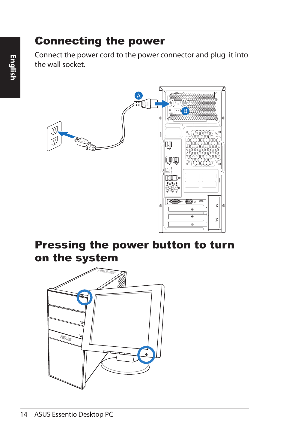 English, 14 asus essentio desktop pc | Asus CG5290 User Manual | Page 14 / 262