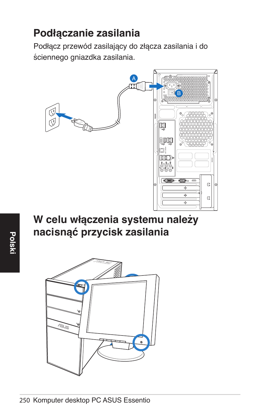 Zasilania, Polski | Asus CG5290 User Manual | Page 250 / 262