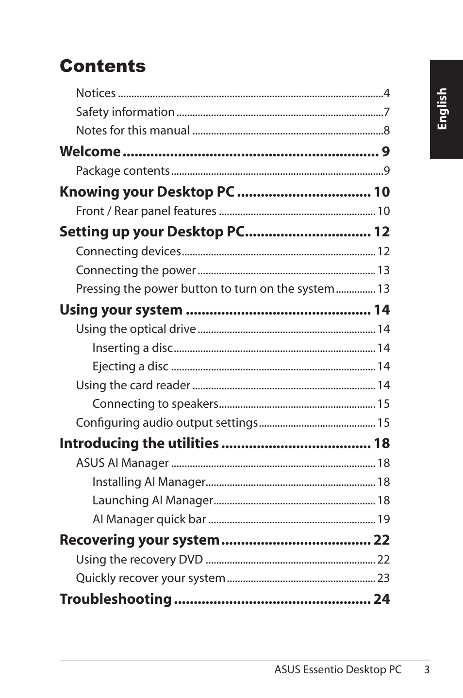 Asus CG5290 User Manual | Page 3 / 262