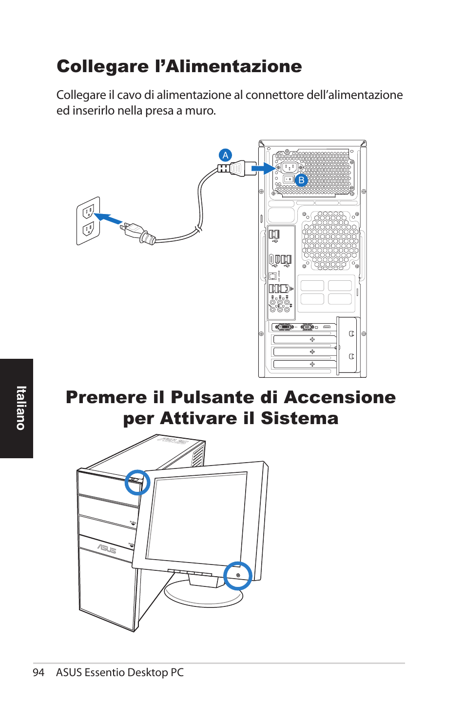 Italiano | Asus CG5290 User Manual | Page 94 / 262