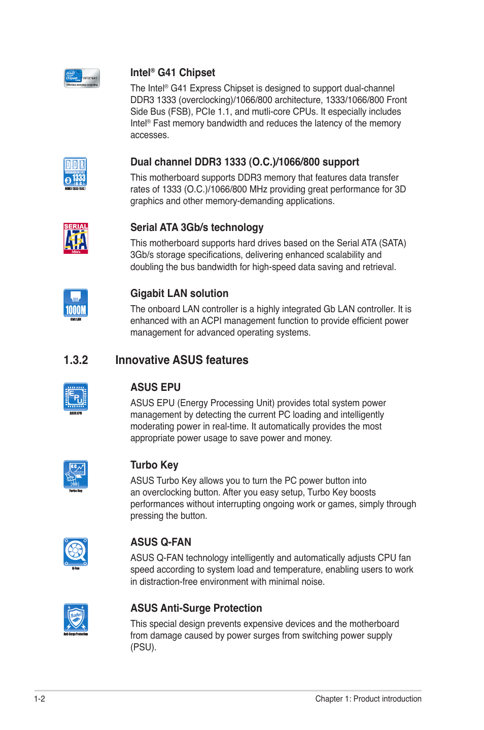 2 innovative asus features, Innovative asus features -2 | Asus P5G41T-M LX User Manual | Page 12 / 62