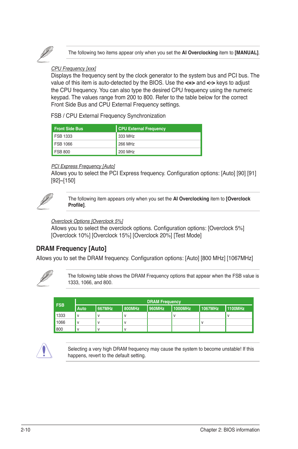 Dram frequency [auto | Asus P5G41T-M LX User Manual | Page 48 / 62