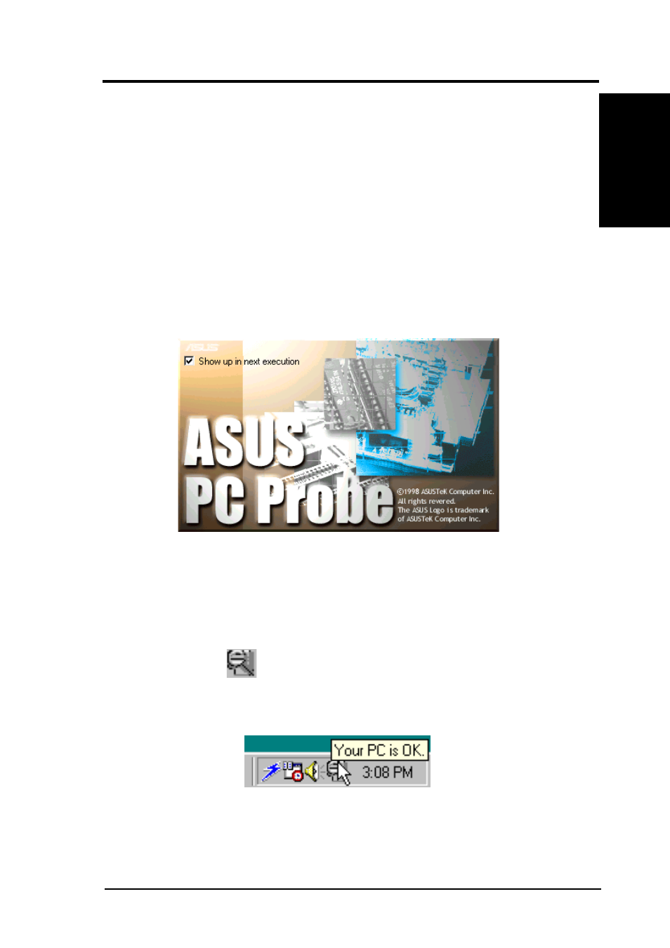 Software reference, 2 asus pc probe, 1 starting asus pc probe | Asus MEW-L User Manual | Page 105 / 128