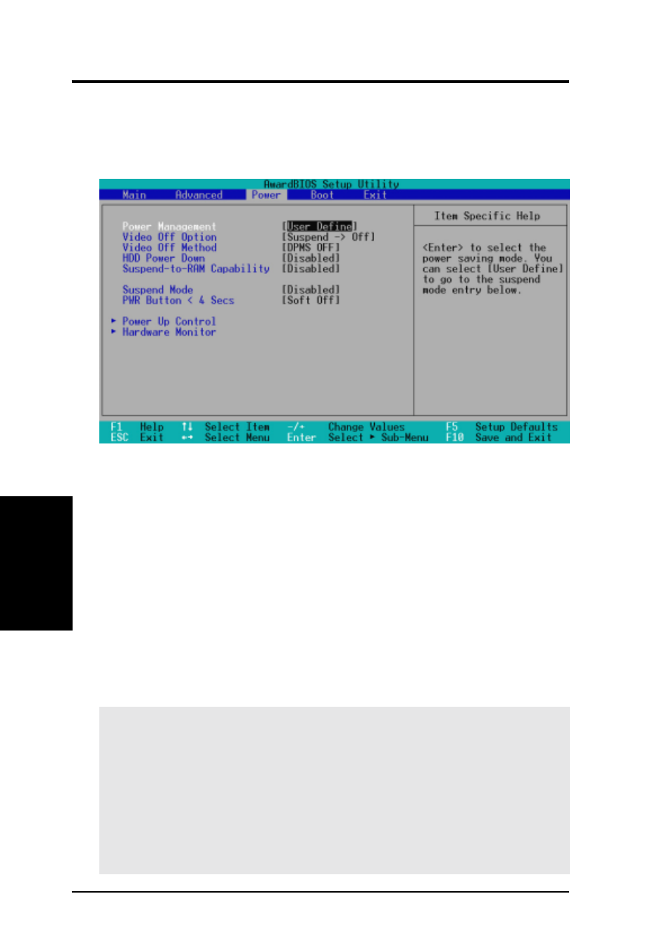 Bios setup, 5 power menu | Asus MEW-L User Manual | Page 68 / 128