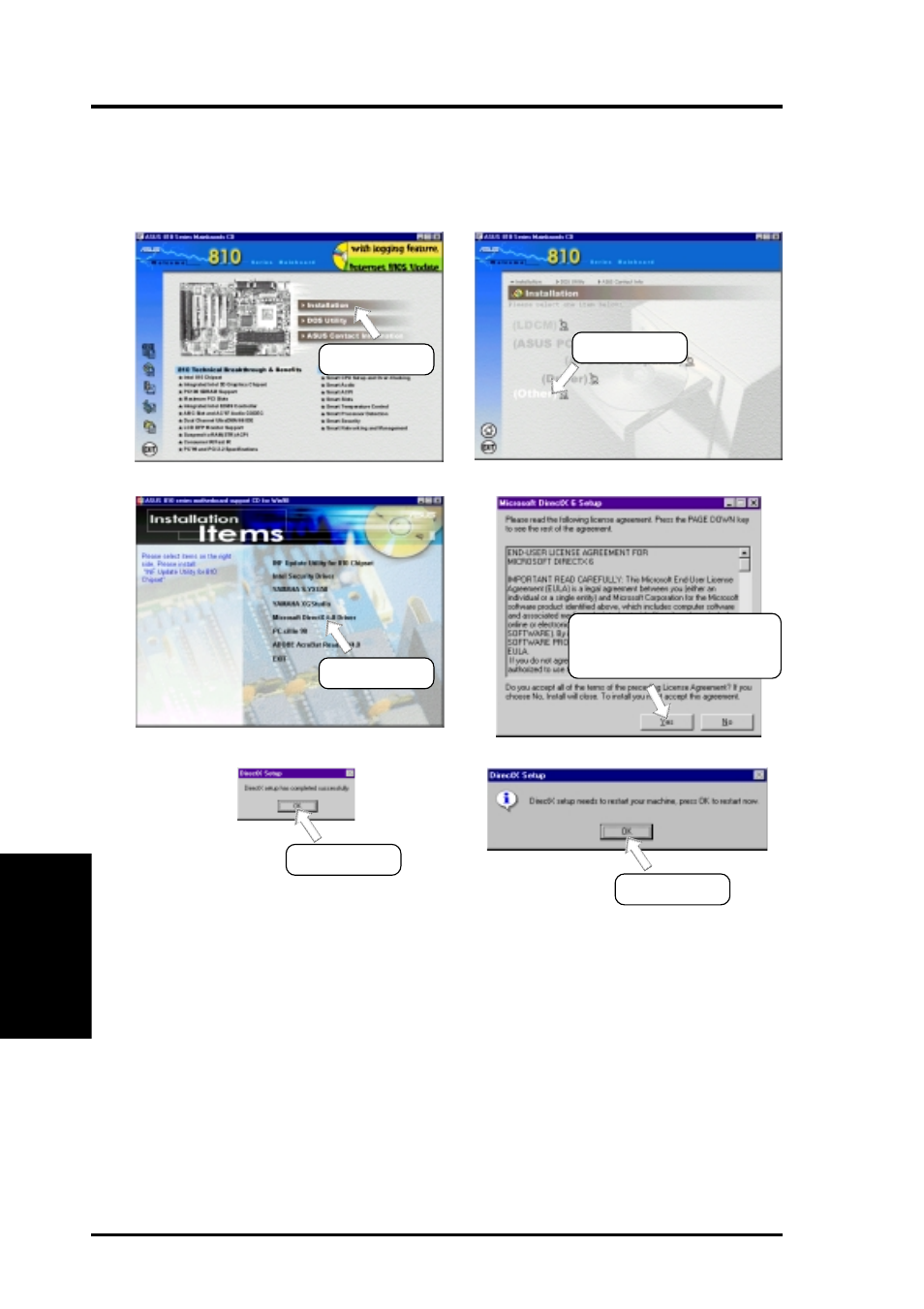 Software setup, 5 microsoft directx 6.0 driver | Asus MEW-L User Manual | Page 96 / 128