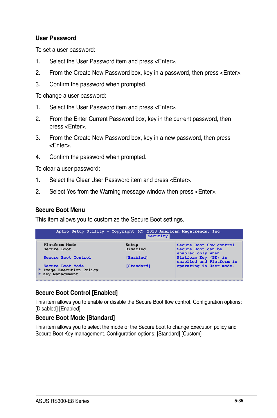 Secure boot mode [standard | Asus RS300-E8-RS4 User Manual | Page 105 / 158