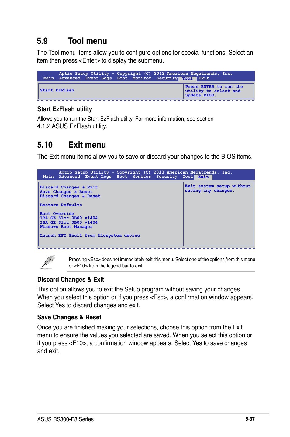 10 exit menu, 9 tool menu | Asus RS300-E8-RS4 User Manual | Page 107 / 158