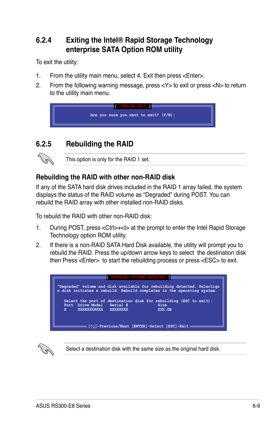 5 rebuilding the raid, Rebuilding the raid with other non-raid disk | Asus RS300-E8-RS4 User Manual | Page 117 / 158