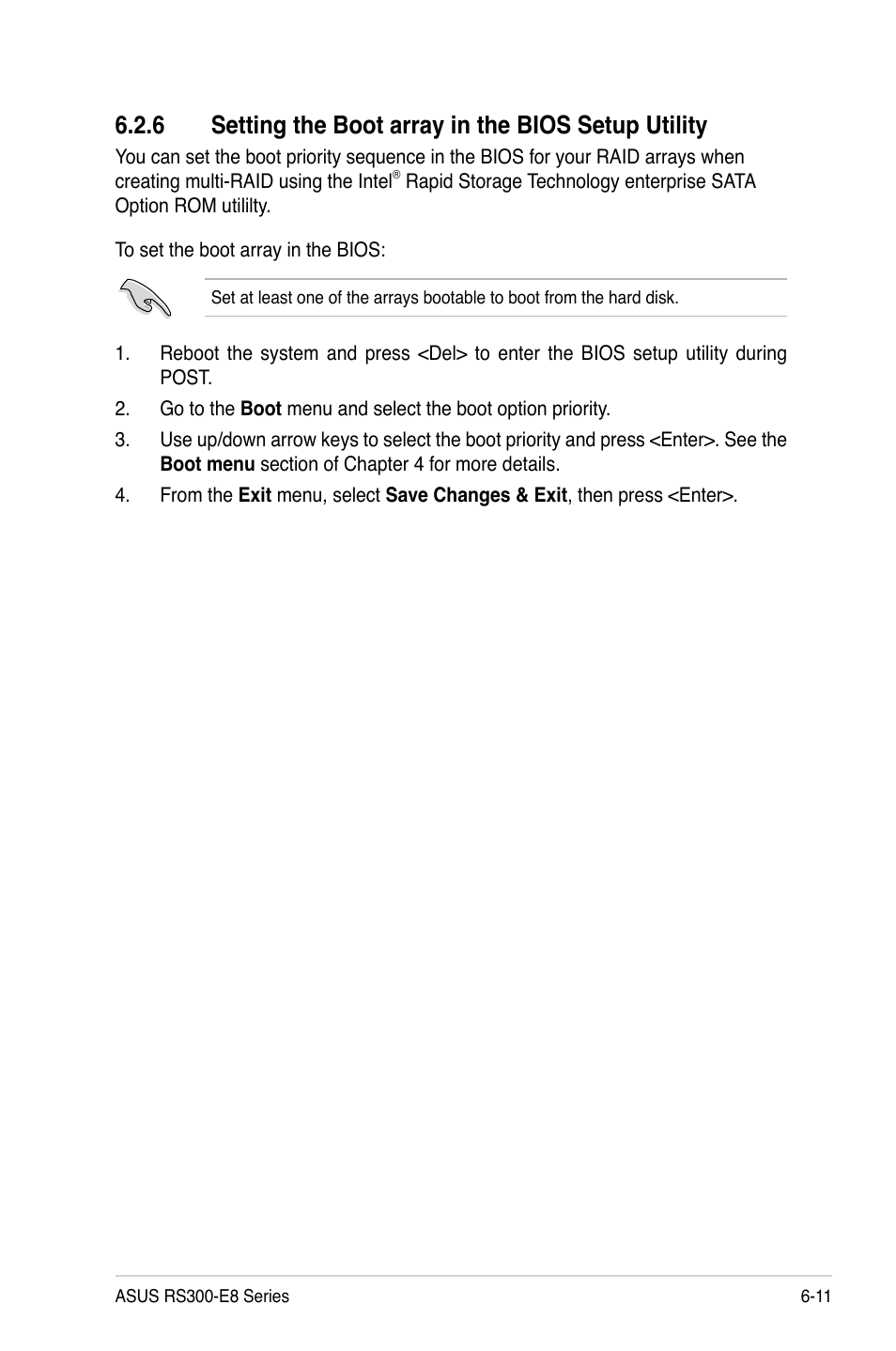 6 setting the boot array in the bios setup utility | Asus RS300-E8-RS4 User Manual | Page 119 / 158