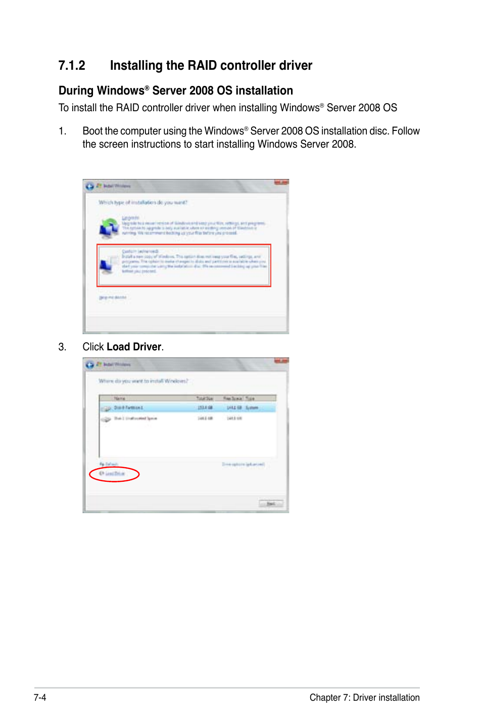 2 installing the raid controller driver, During windows, Server 2008 os installation | Asus RS300-E8-RS4 User Manual | Page 130 / 158