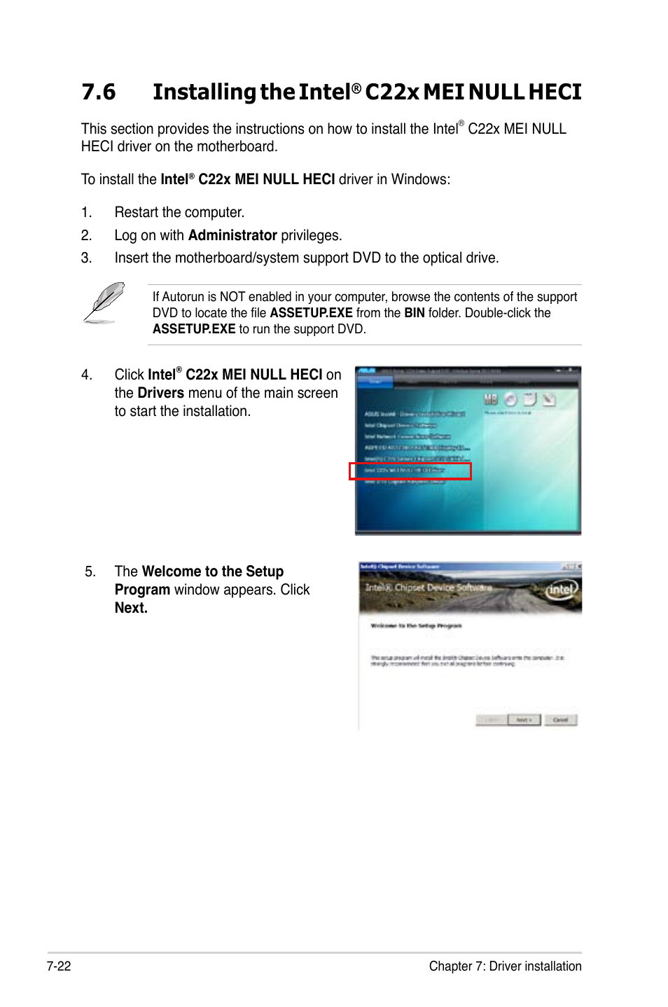 6 installing the intel, C22x mei null heci | Asus RS300-E8-RS4 User Manual | Page 148 / 158