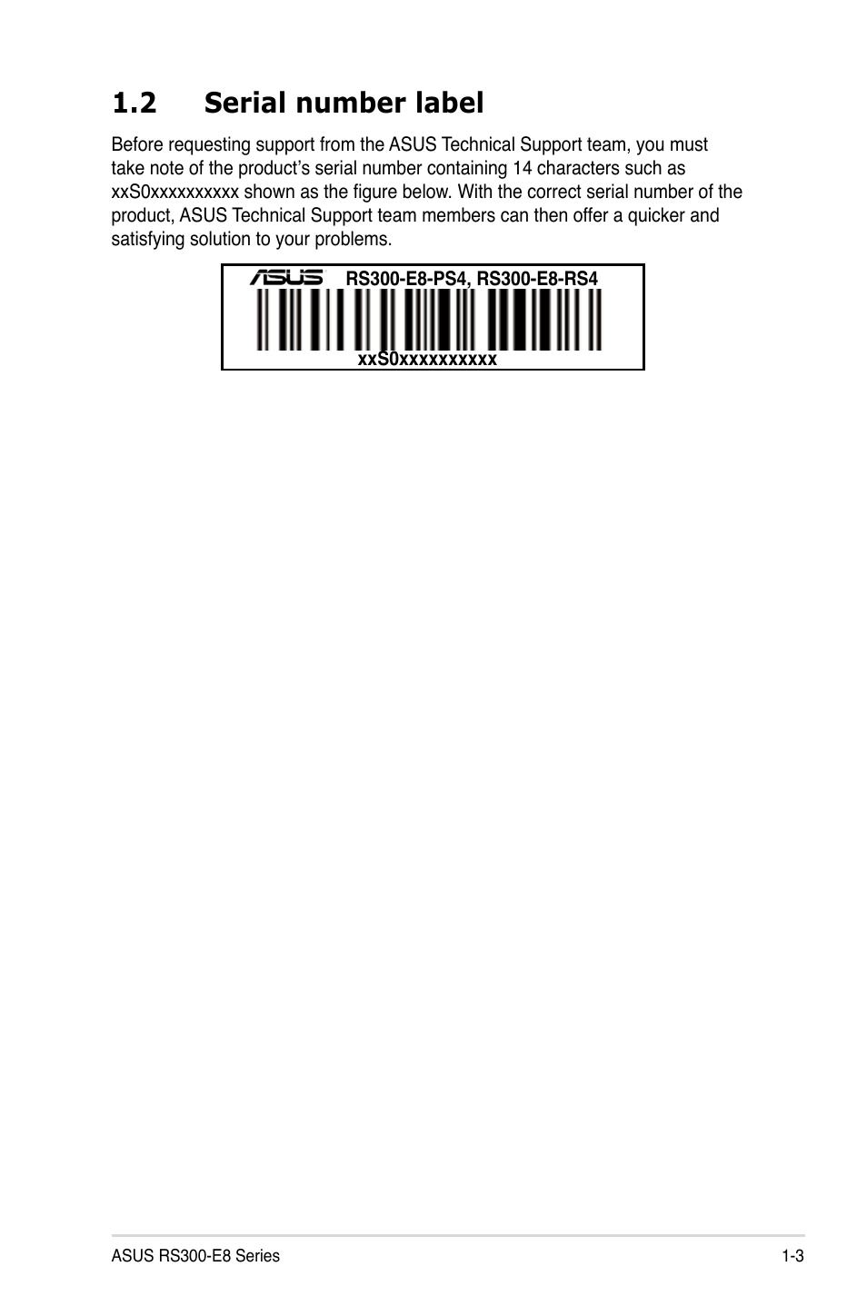2 serial number label | Asus RS300-E8-RS4 User Manual | Page 15 / 158