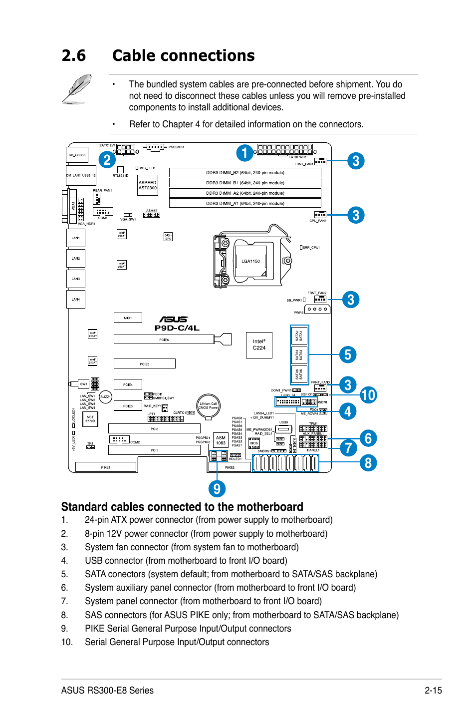6 cable connections | Asus RS300-E8-RS4 User Manual | Page 37 / 158