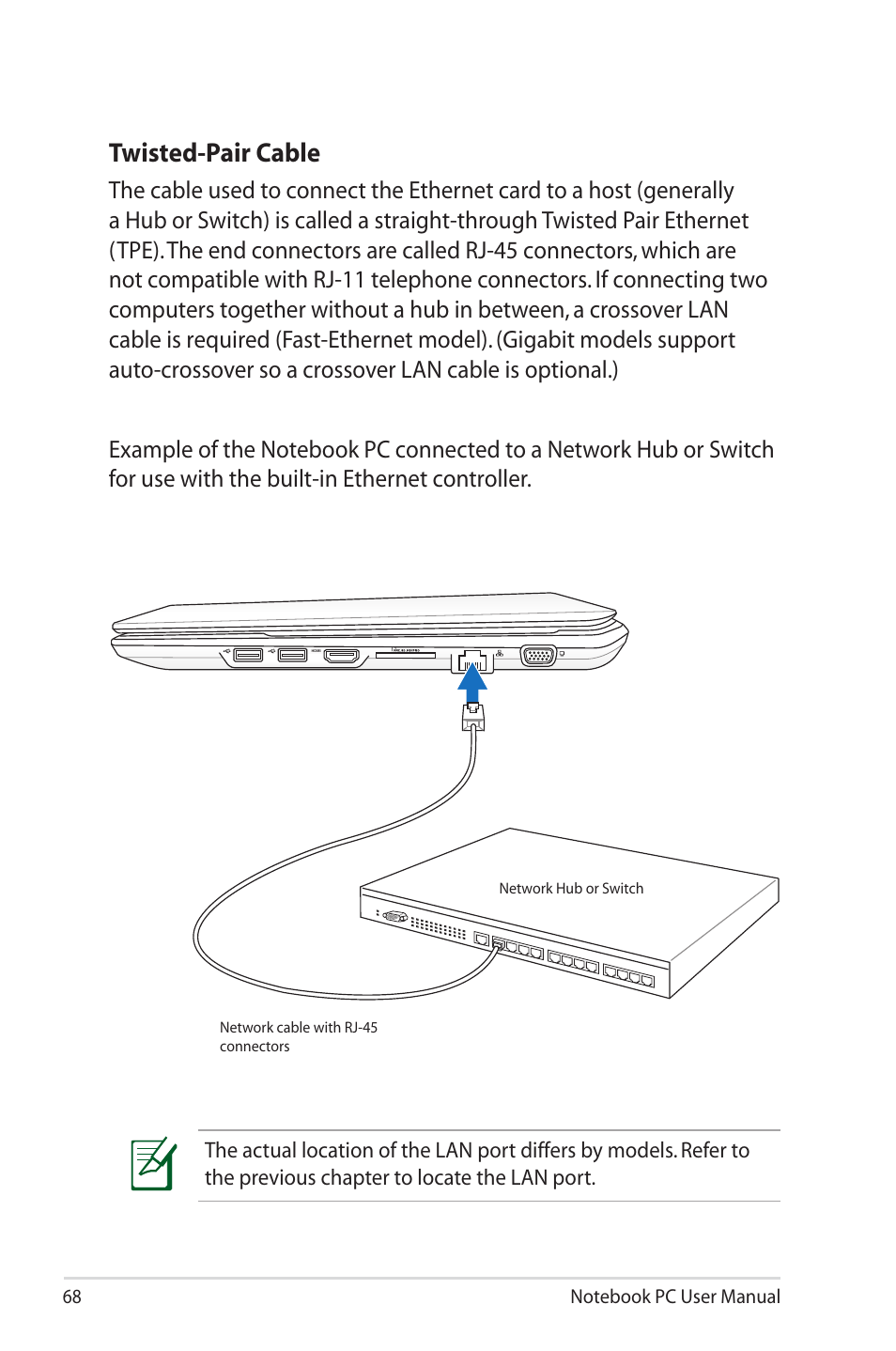 Twisted-pair cable | Asus X4ISV User Manual | Page 68 / 116