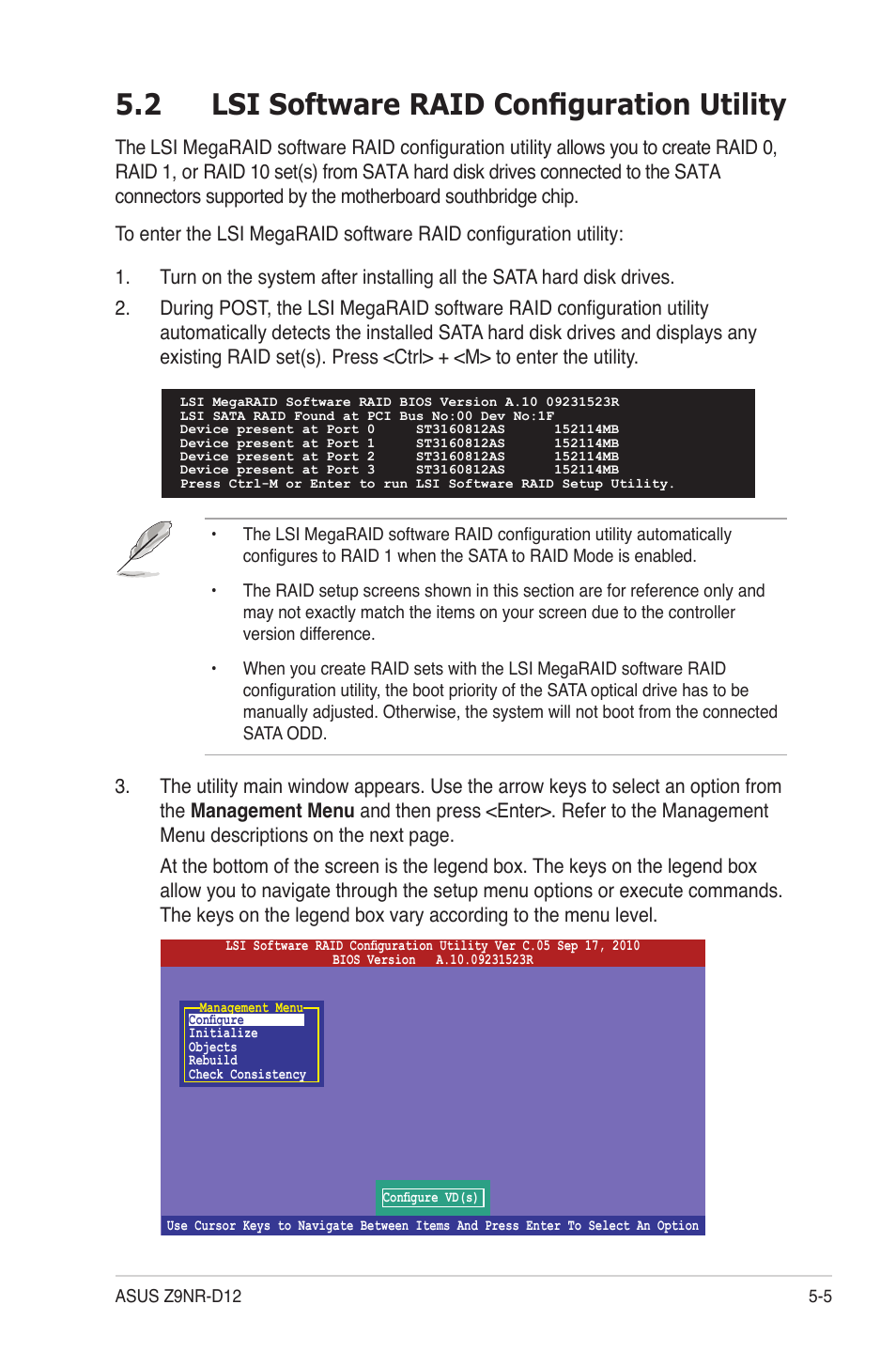2 lsi software raid configuration utility, Lsi software raid configuration utility -5, 2 lsi software raid configuration utility | Asus Z9NR-D12 User Manual | Page 115 / 190