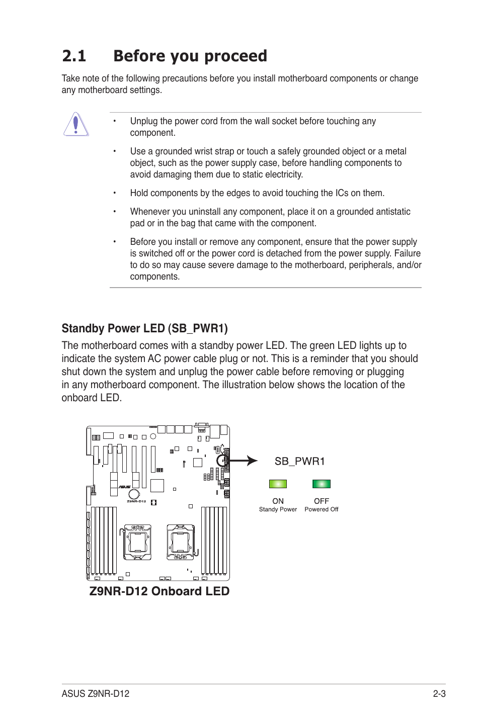 1 before you proceed, Before you proceed -3 | Asus Z9NR-D12 User Manual | Page 23 / 190