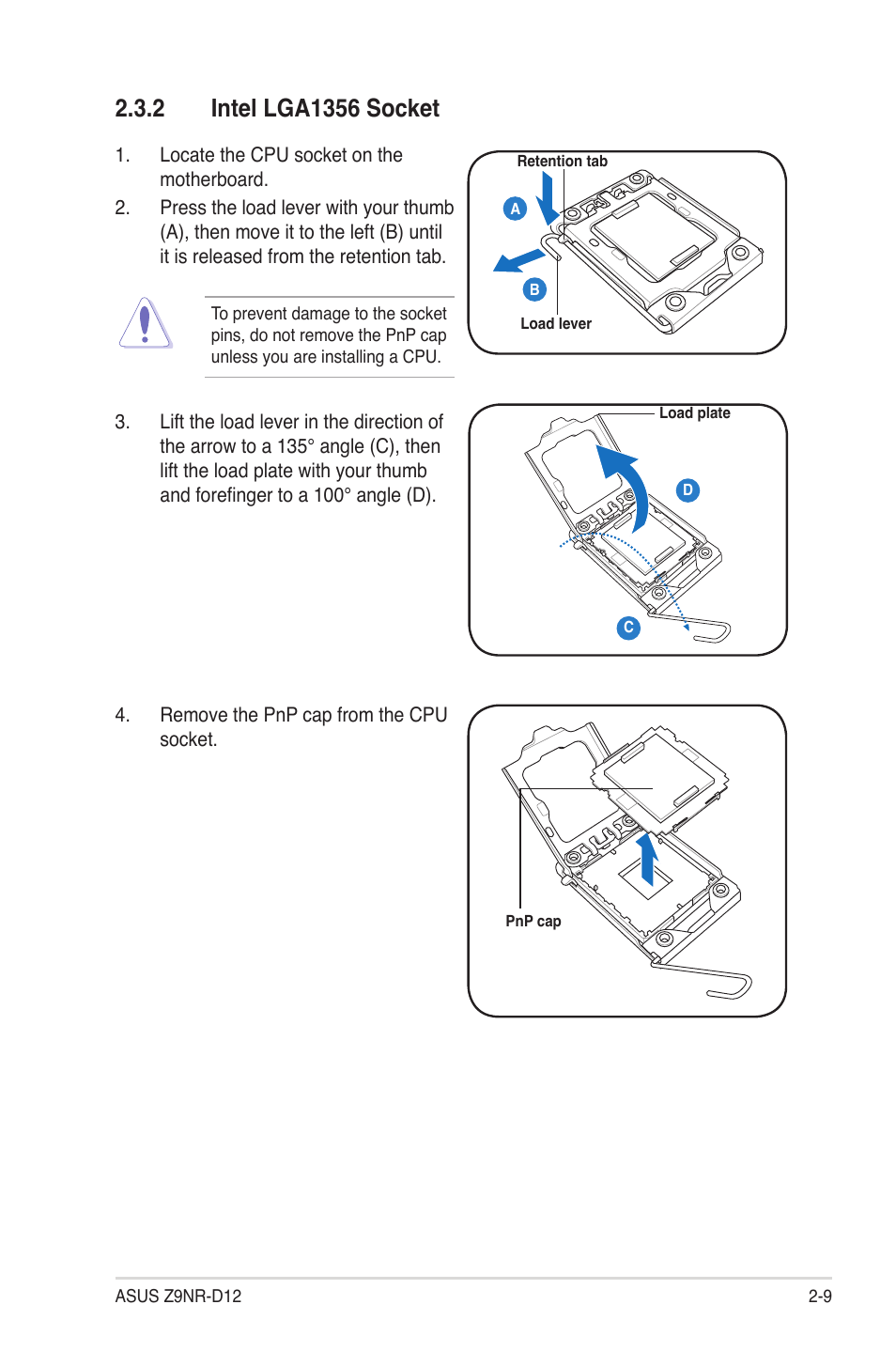 2 intel lga1356 socket, Intel lga1356 socket -9 | Asus Z9NR-D12 User Manual | Page 29 / 190