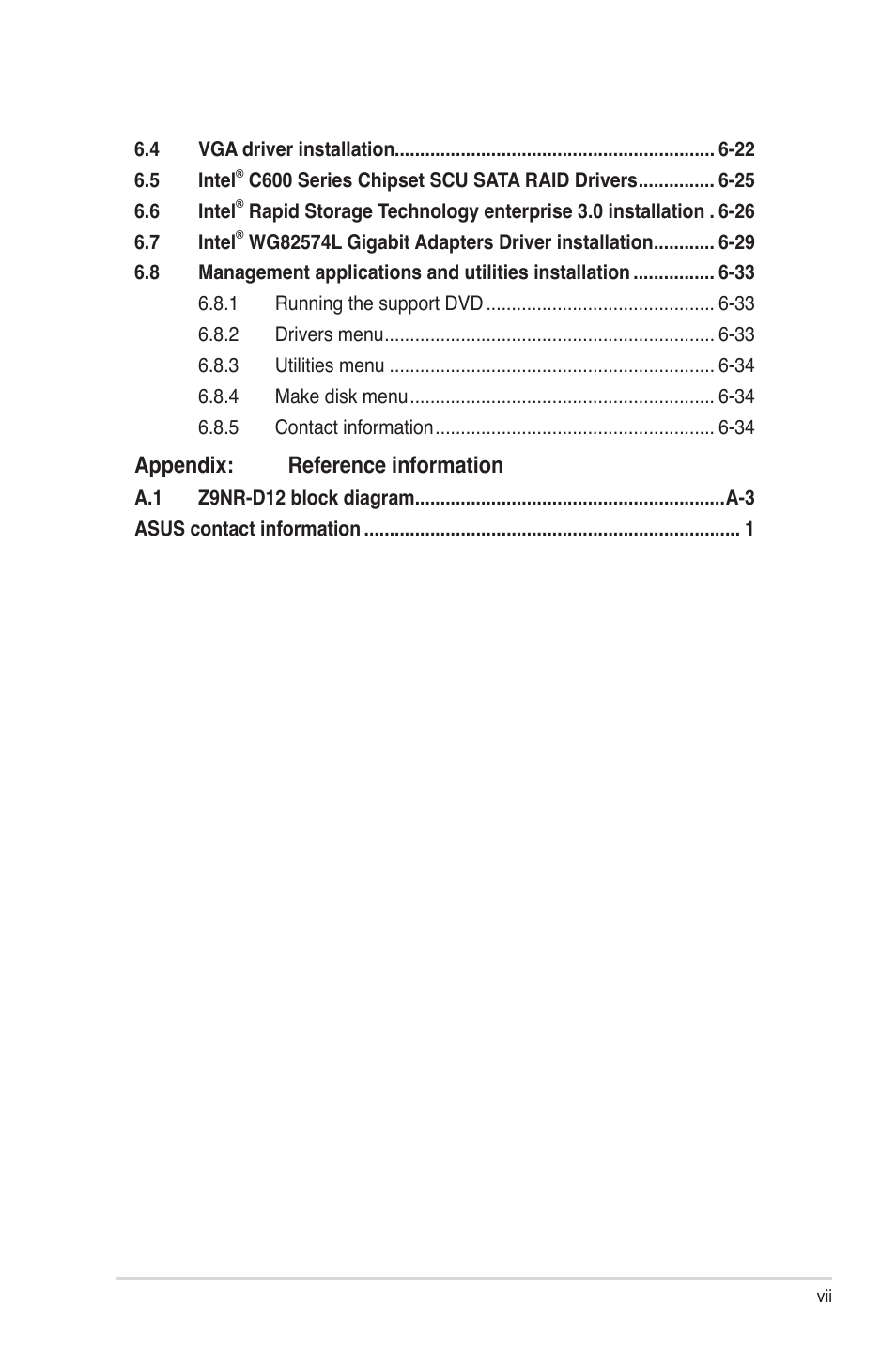 Appendix: reference information | Asus Z9NR-D12 User Manual | Page 7 / 190